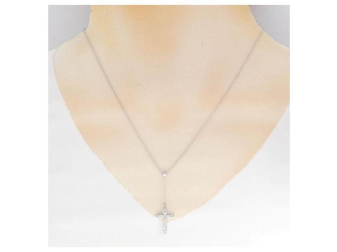 Autre Marque Collana Croce in Platino e Diamanti - vista 6