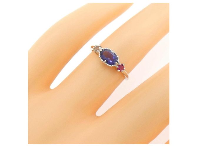 Autre Marque Anello ete Au750 Iolite Rubino Labradorite - vista 5