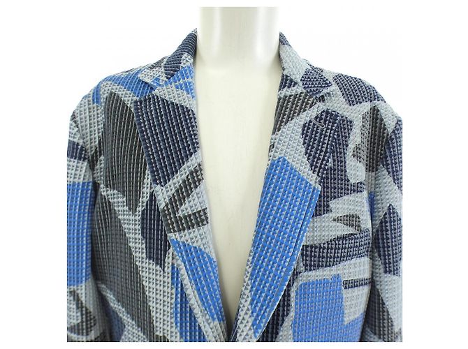 Chaqueta de lana Hermès Gris Negro Azul - vista 5