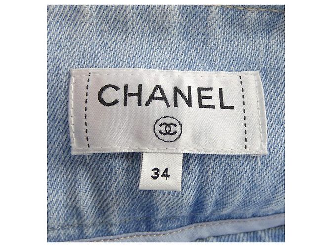 Falda Chanel Azul y Amarilla de Tela - vista 5