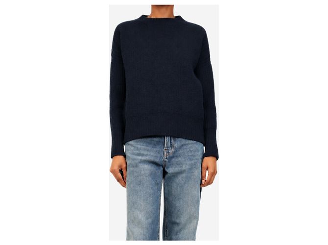Autre Marque Gerippter Kaschmirpullover in Marineblau - size XS - Ansicht 3