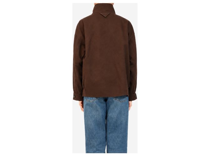 Prada Giacca-camicia in cotone gabardine old Cocoa - size UK 8 - vista 2
