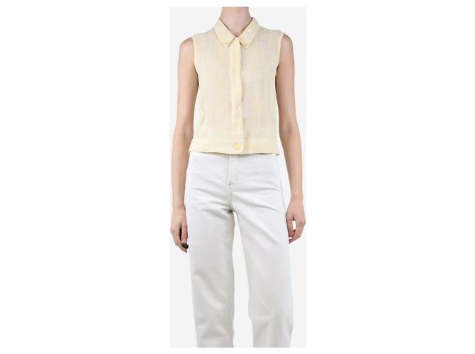 Camisa de lino sin mangas Chanel amarillo pálido - vista 3