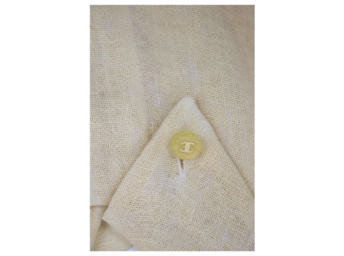 Camisa de lino sin mangas Chanel amarillo pálido - vista 4