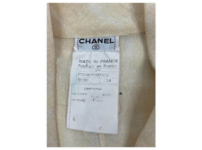 Camisa de lino sin mangas Chanel amarillo pálido - vista 5