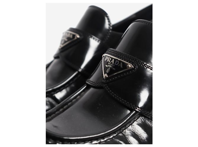 Prada Mocassini Chocolate in pelle spazzolata nera - size EU 39 - vista 4