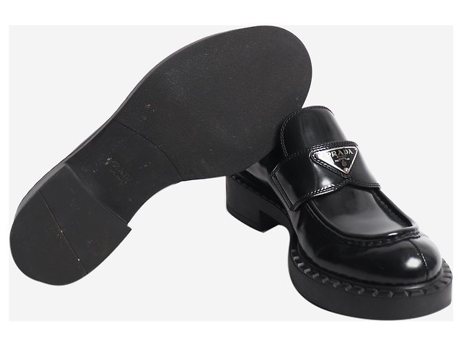 Prada Mocassini Chocolate in pelle spazzolata nera - size EU 39 - vista 9