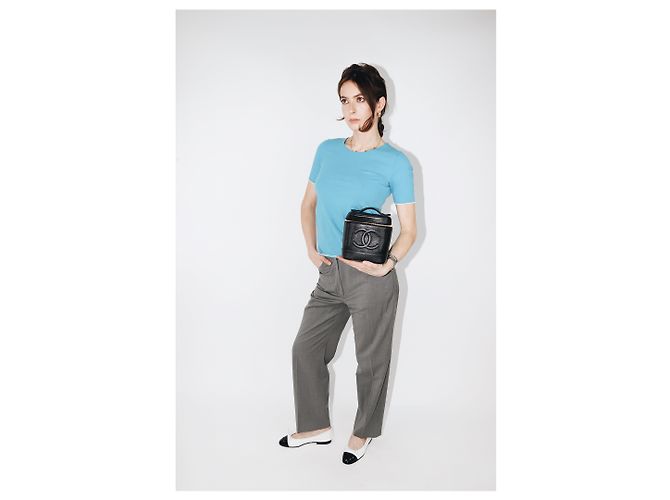 Top Chanel blu e bianco con bordi a contrasto - vista 2