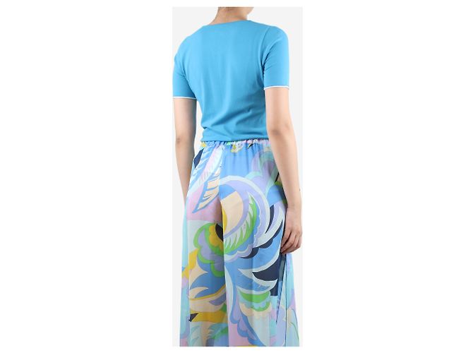 Top Chanel blu e bianco con bordi a contrasto - vista 3