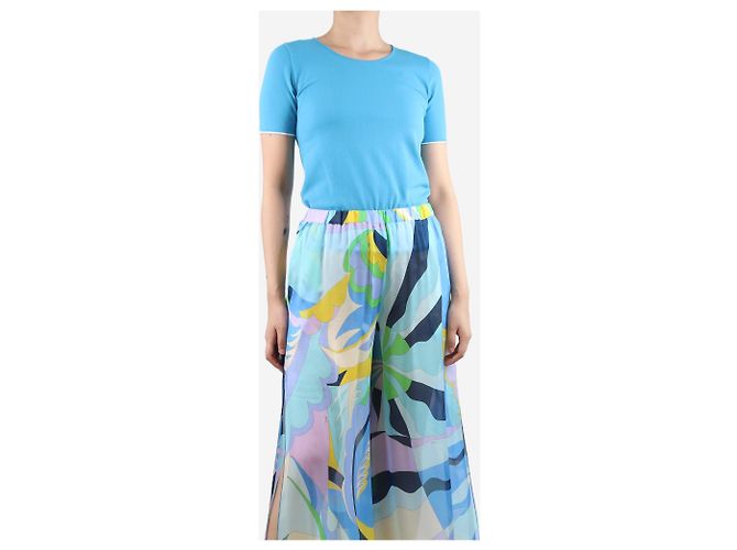 Top Chanel blu e bianco con bordi a contrasto - vista 4