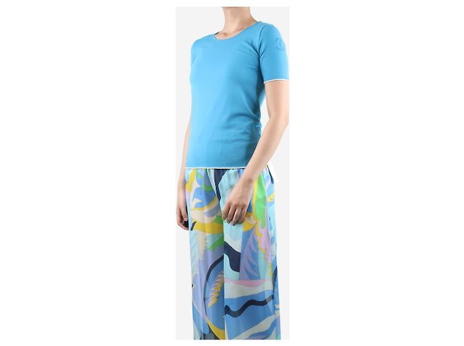 Top Chanel blu e bianco con bordi a contrasto - vista 5