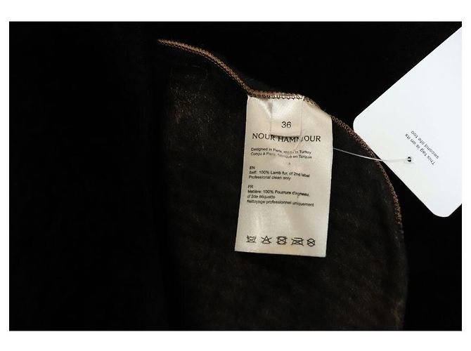 Autre Marque Manteau long en shearling et daim marron - size UK 8 - vue 3