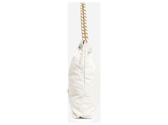 Chanel Bolsa de ombro Large 22 acolchoada em pele de vitelo branca - vista 2