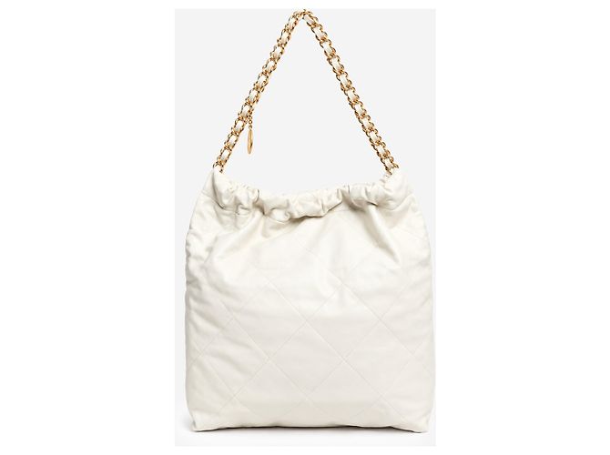 Chanel Bolsa de ombro Large 22 acolchoada em pele de vitelo branca - vista 3