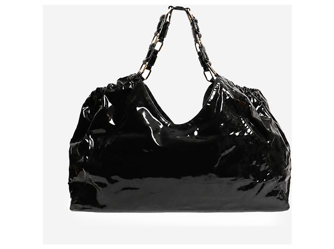 Anine Bing Borsa tote Kate in pelle nera lucida - vista 3