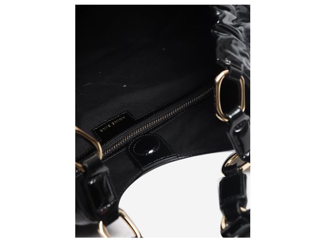 Anine Bing Borsa tote Kate in pelle nera lucida - vista 7