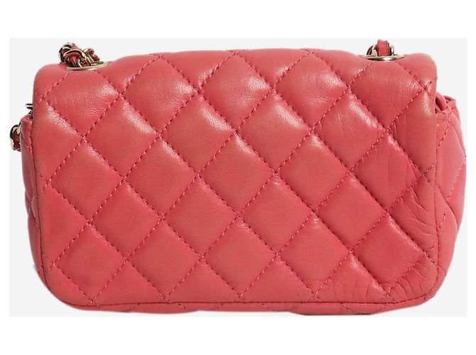 Chanel Borsa flap extra mini Valentine Charms in pelle d'agnello matelassé rosa - vista 3