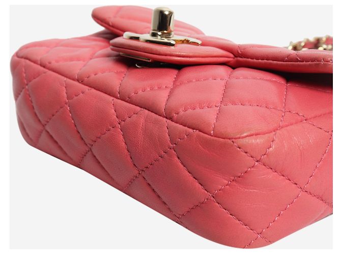Chanel Borsa flap extra mini Valentine Charms in pelle d'agnello matelassé rosa - vista 4