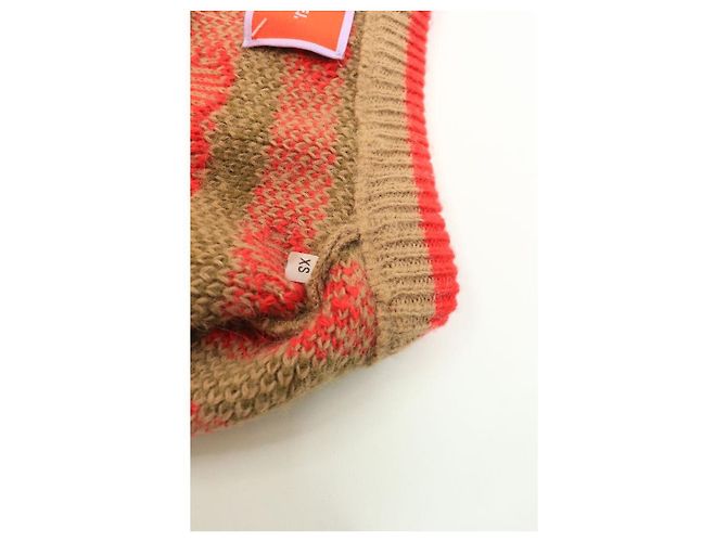 Autre Marque Cherry Pullover aus Alpaka-Mischung in Camel und Rot - size XS - Ansicht 3