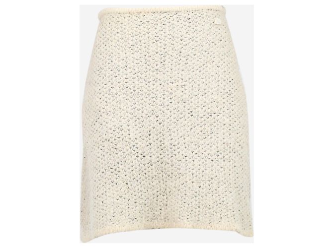 Saia Chanel de malha de lã creme - vista 5