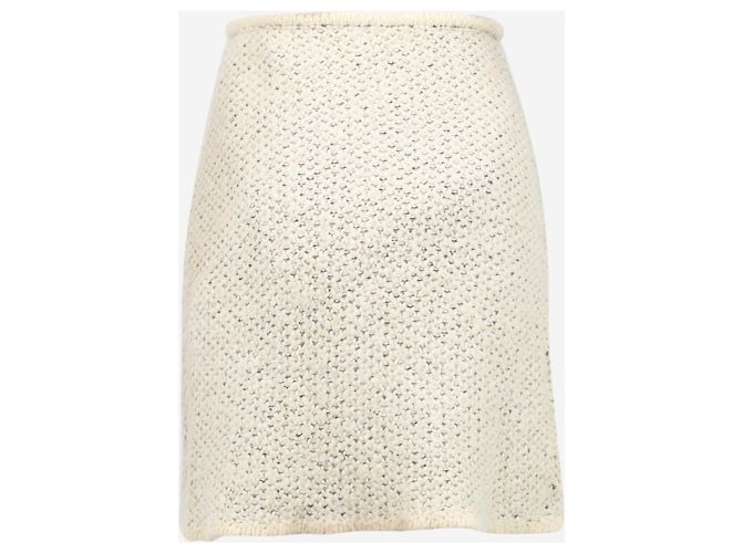 Saia Chanel de malha de lã creme - vista 6