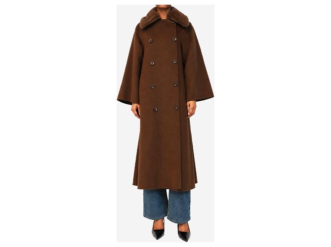 By Malene Birger Brown double-breasted wool coat - size UK 8 - view 3