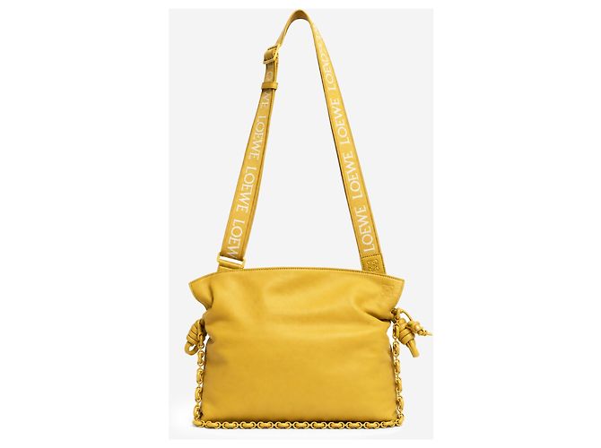 Loewe Clutch Flamenco in pelle nappa gialla - vista 2