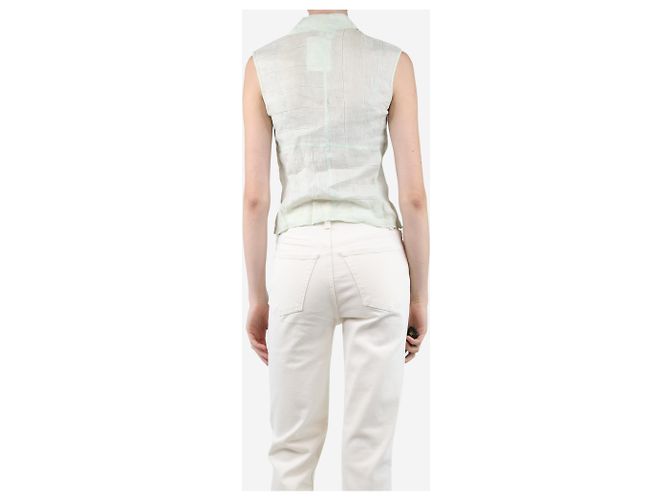 Top de lino sin mangas verde pálido Chanel - vista 2