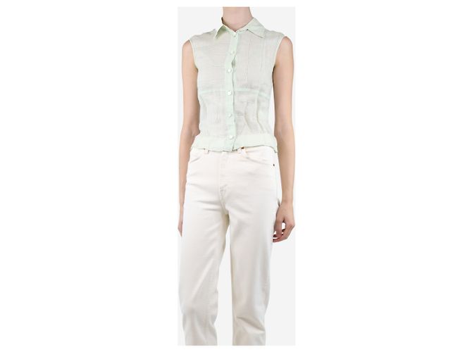Top de lino sin mangas verde pálido Chanel - vista 3