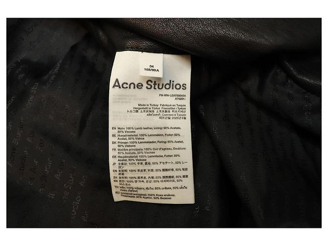 Acne Giacca blouson in pelle nera - taglia UK 6 - vista 3