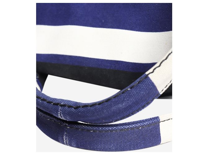Prada Bolso tote de lona a rayas azules - vista 10
