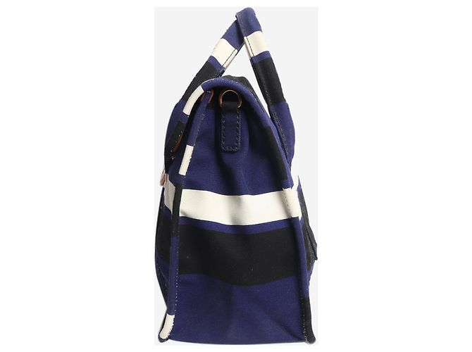 Prada Bolso tote de lona a rayas azules - vista 3