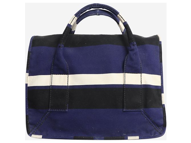 Prada Bolso tote de lona a rayas azules - vista 4