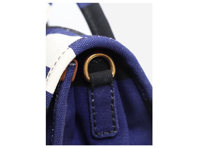 Prada Bolso tote de lona a rayas azules - vista 7