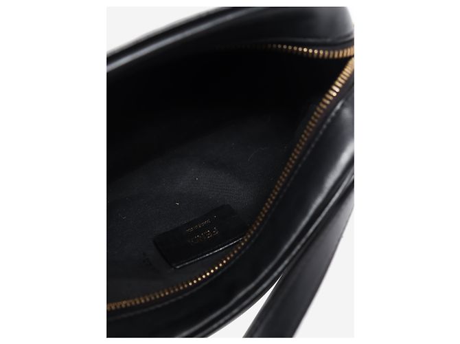 Fendi Mini borsa a tracolla Camera Case in pelle goffrata FF nera e marrone - vista 7
