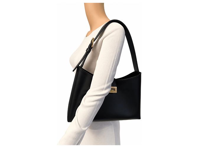 Salvatore Ferragamo Borsa a tracolla Trifolio in pelle nera - vista 8
