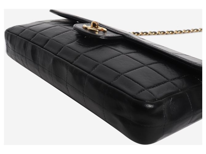 Chanel Borsa a patta East West Chocolate Bar in lambskin nero - vista 5
