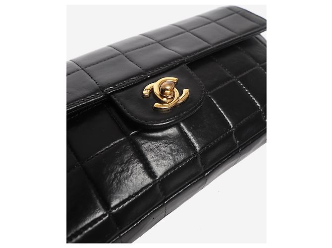 Chanel Borsa a patta East West Chocolate Bar in lambskin nero - vista 7