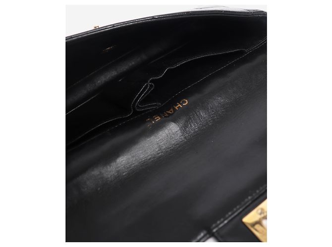 Chanel Borsa a patta East West Chocolate Bar in lambskin nero - vista 9