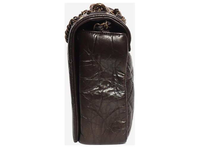 Chanel Bolsa Pondicherry com aba em couro de bezerro envelhecido matelassê marrom 2012 - vista 5