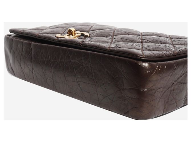 Chanel Bolsa Pondicherry com aba em couro de bezerro envelhecido matelassê marrom 2012 - vista 6