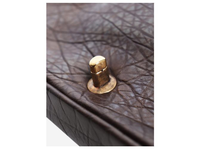 Chanel Bolsa Pondicherry com aba em couro de bezerro envelhecido matelassê marrom 2012 - vista 7