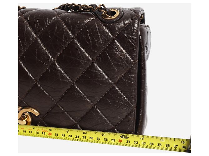 Chanel Bolsa Pondicherry com aba em couro de bezerro envelhecido matelassê marrom 2012 - vista 9