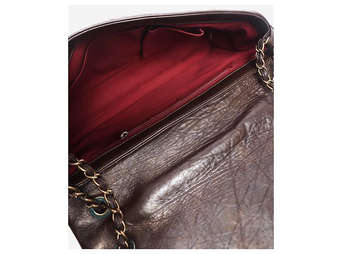 Chanel Bolsa Pondicherry com aba em couro de bezerro envelhecido matelassê marrom 2012 - vista 10