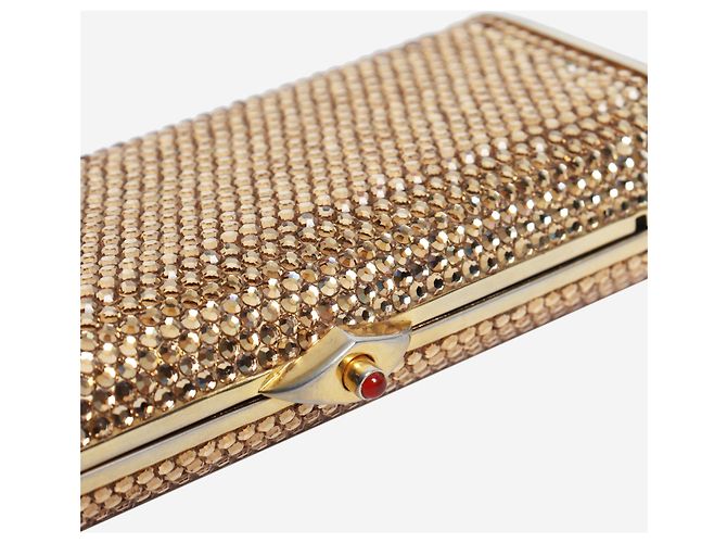 Judith Leiber Bolso de mano minaudière de cristal dorado - vista 5