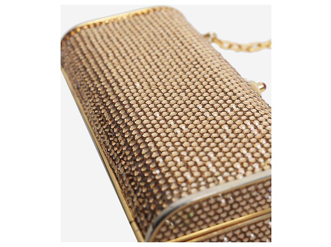Judith Leiber Bolso de mano minaudière de cristal dorado - vista 9