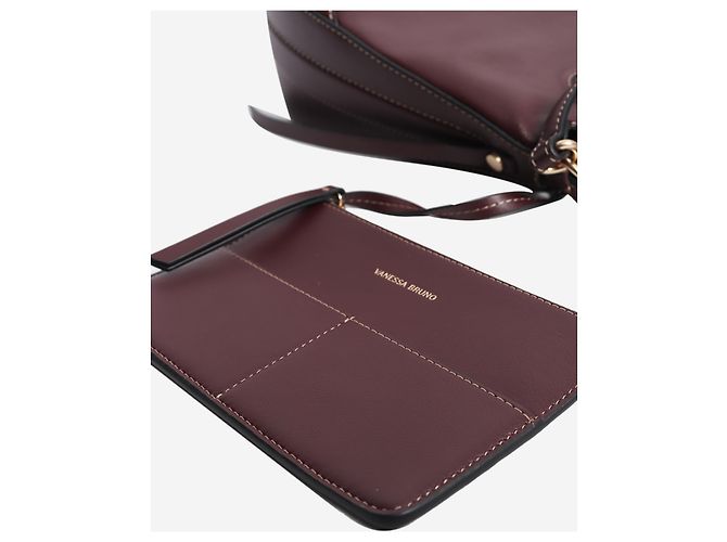Vanessa Bruno Borsa a tracolla Daily in pelle bordeaux - vista 8