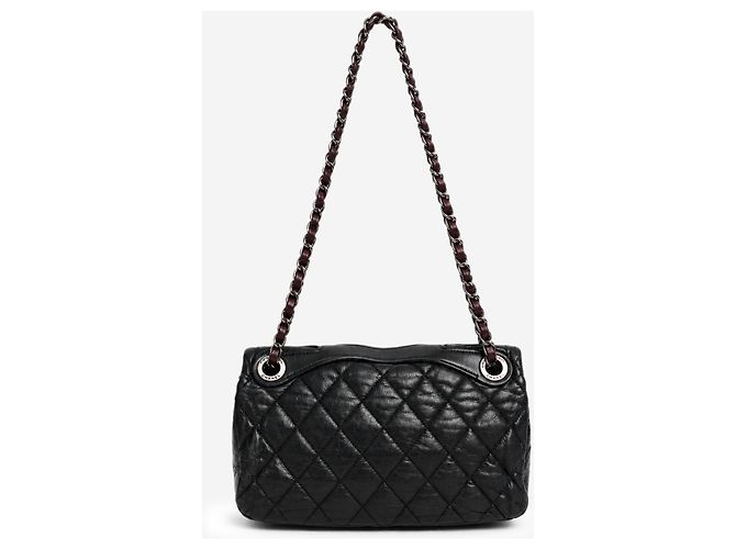 Chanel Borsa a tracolla con patta in pelle matelassé nera 2010 - vista 4