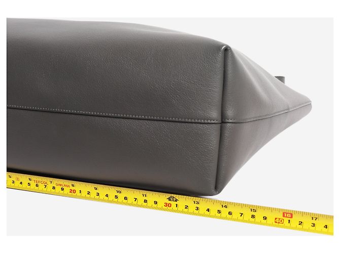 Autre Marque Shopping E/W Tote Bag aus grauem Leder - Ansicht 4
