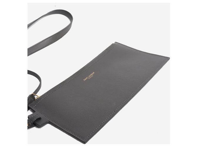 Autre Marque Shopping E/W Tote Bag aus grauem Leder - Ansicht 7